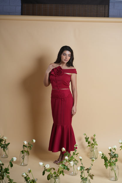 Zinnia Red Skirt Top