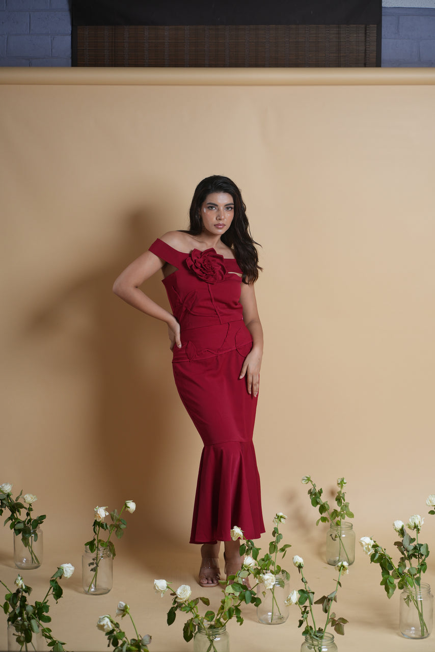 Zinnia Red Skirt Top