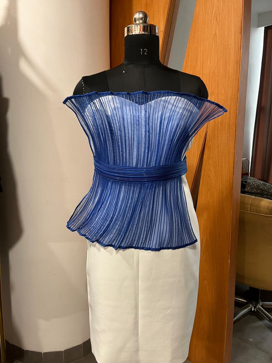 Blue Bone Dress With Belt