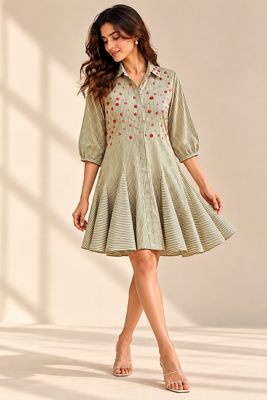 Rose Strips Dress