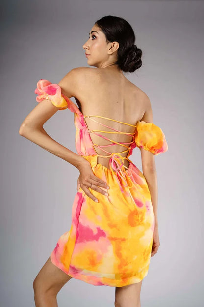 Tie Dye Backless Dress