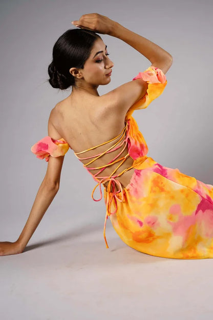 Tie Dye Backless Dress