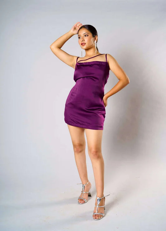 Vintage Wine Satin Dress